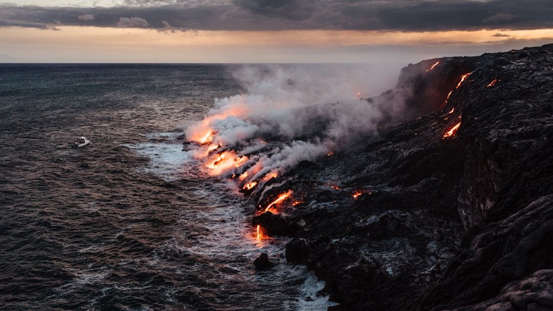 Lava flowing from an active volcano in Hawaii